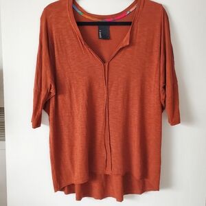 Anthropologie x Dolan Rust Orange Oversized 3/4 Sleeve Slub Tee 🍊